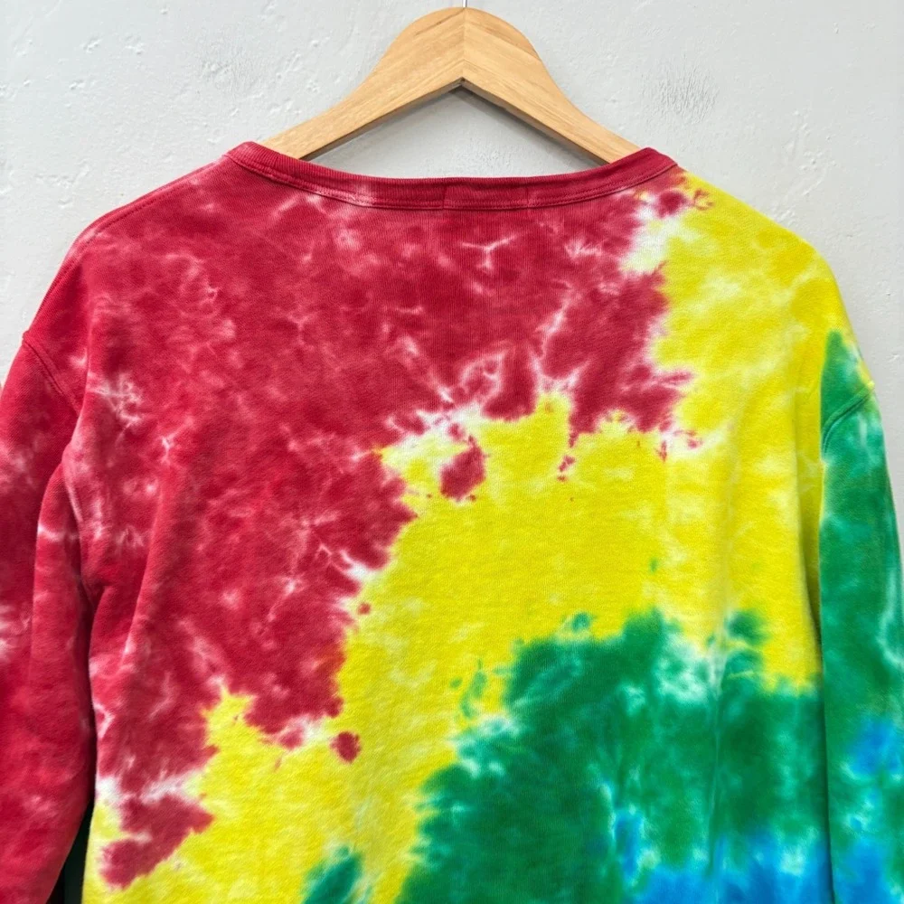 Polo Ralph Lauren Tie Die Sweatshirt Men Size Large Rainbow Pullover Long Sleeve